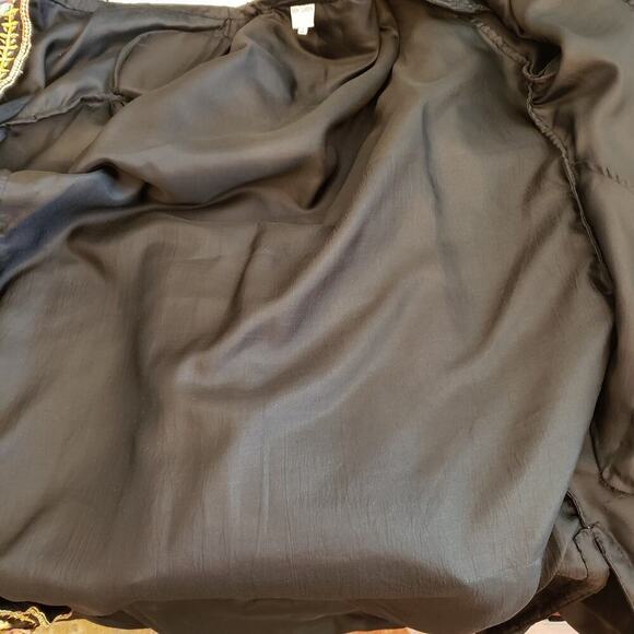 Indian Inspired Black Rayon 2-PC Set Foral Embroidered Jacket & Skirt SZ 20 - Picture 8 of 16